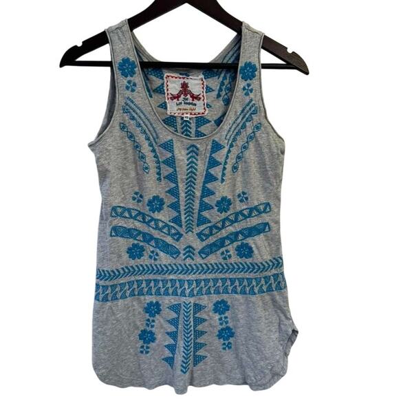 JW Los Angeles Embroidered Tank Top Women’s XS Gray Boho Folk Festival Core - Picture 1 of 8